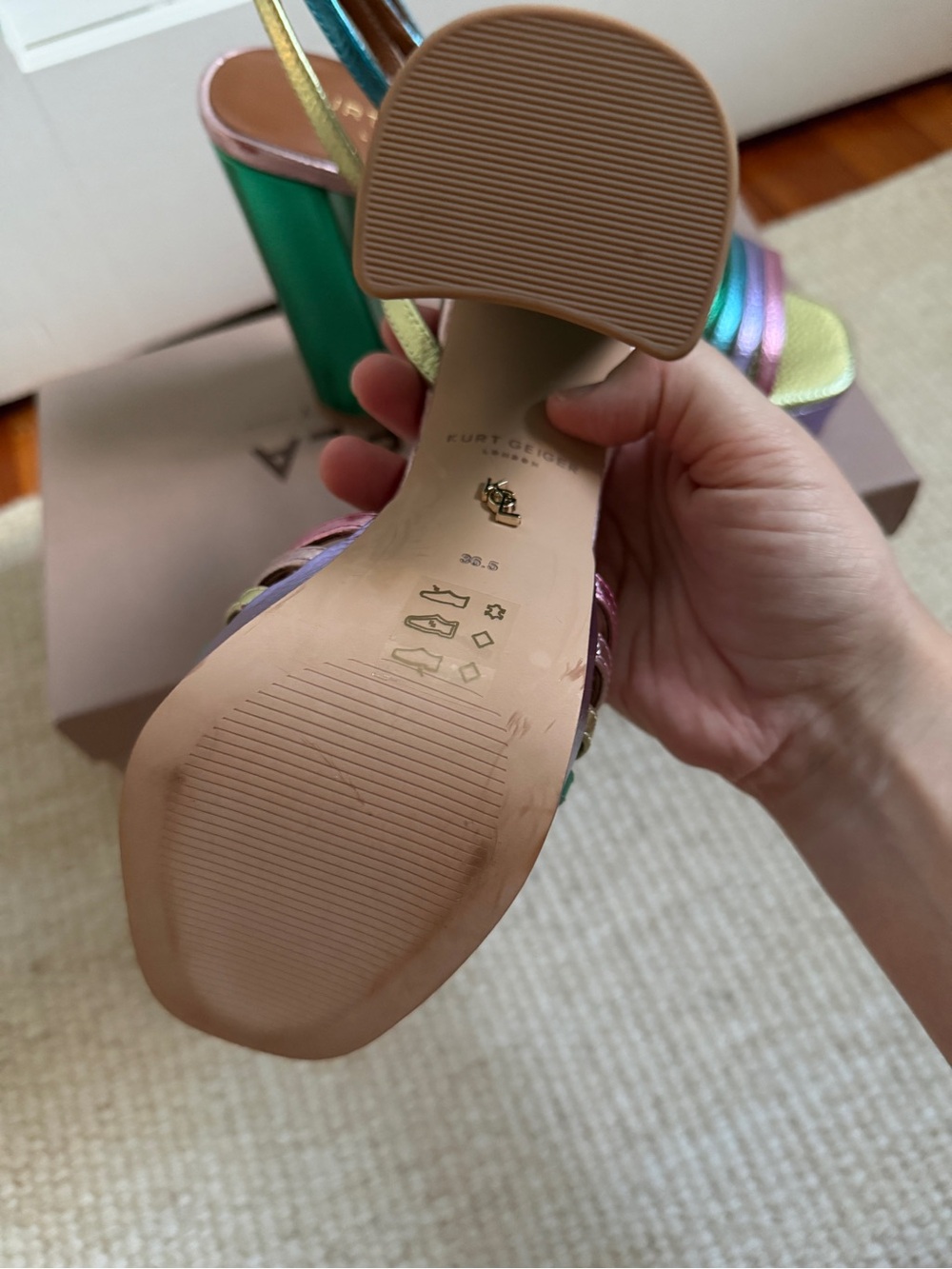 Kurt Geiger “Pierra” metallic pastel platform sandals - Picture 3 of 13